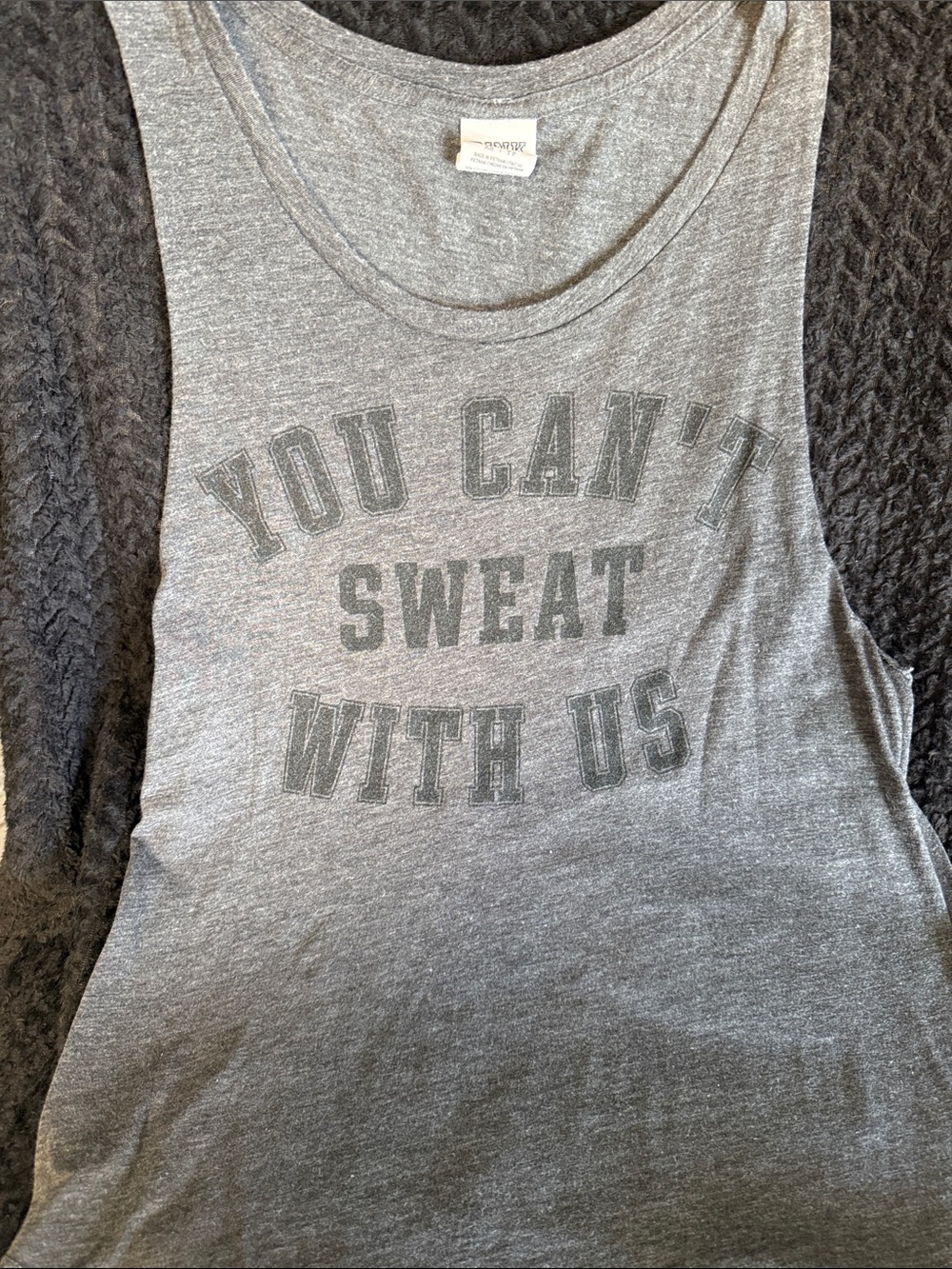 Victoria's Secret Gray Graphic Tank - "You Can't Sweat With Us"